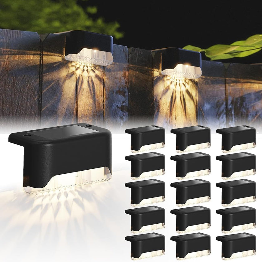 CANASUN Solar Deck Lights 16 Pack Solar Fence Light Solar Powered Outdoor Step Light IP65 Waterproof LED Pathway Light for Deck Fence Railing Garden Patio StairYard (Warm Light) 🍁 All In One Marketplace Canada