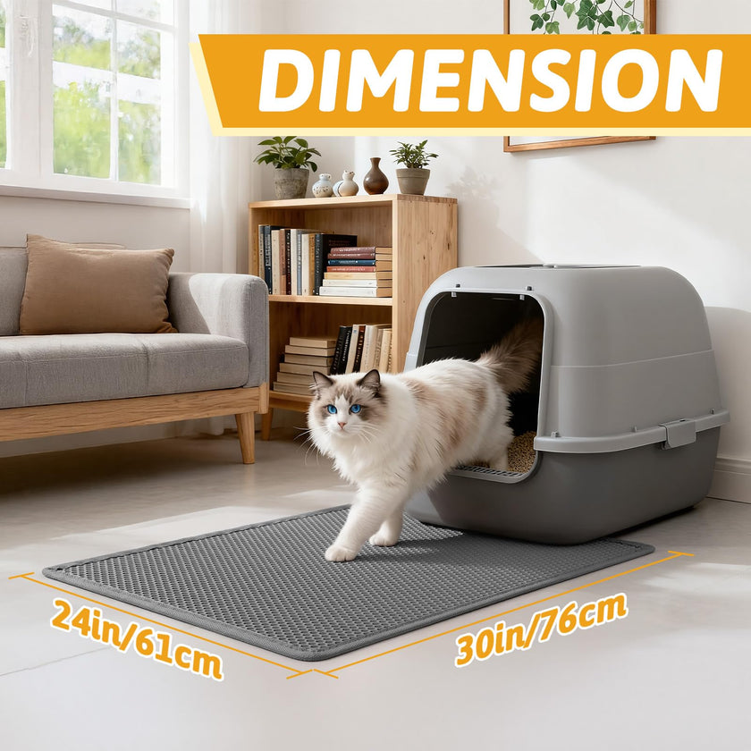 Pieviev Cat Litter Mat Trapper - 76 x 61cm Honeycomb Double Layer Tapis Litiere Chat -Traps Messes, Easy Clean and Durable (Gray) 🍁 All In One Marketplace Canada