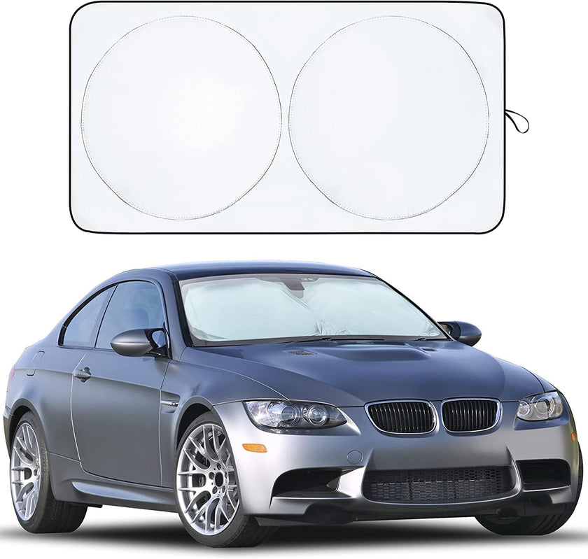 EcoNour Car Windshield Sun Shade with Storage Pouch | Front Window Sun Protector for UV Rays & Sun Heat | Car Interior Accessories Fits Small Sedans, Mini SUVs and Hatchbacks | Standard (64x32 inches) 🍁 All In One Marketplace Canada