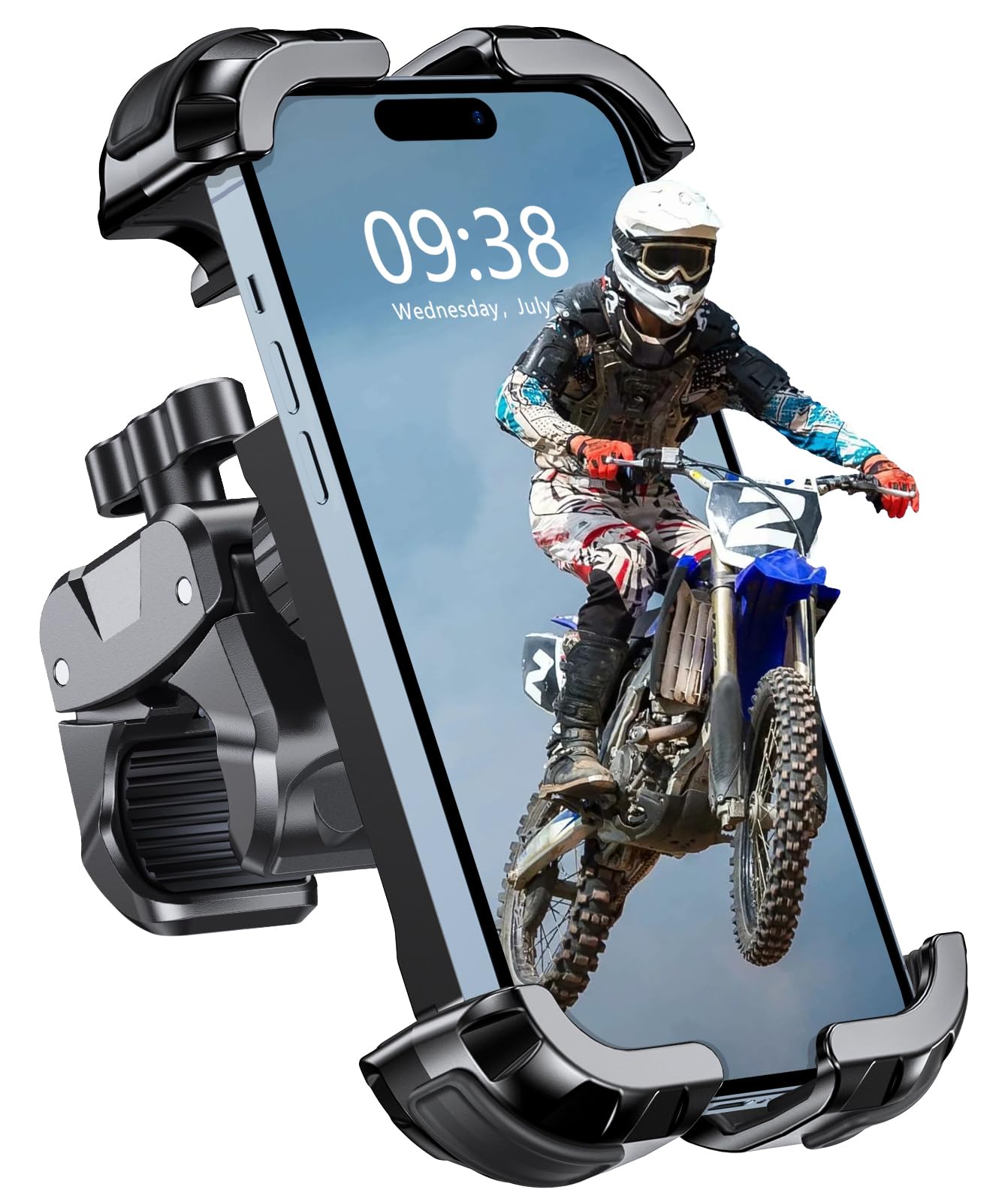 WOCBUY Bike Phone Mount, Upgrade [1s Lock][Secure Protection] Motorcycle Phone Mount, [360° Rotatable] Phone Holder for Bike Handlebar Compatible with iPhone/Samsung 4.7-6.8