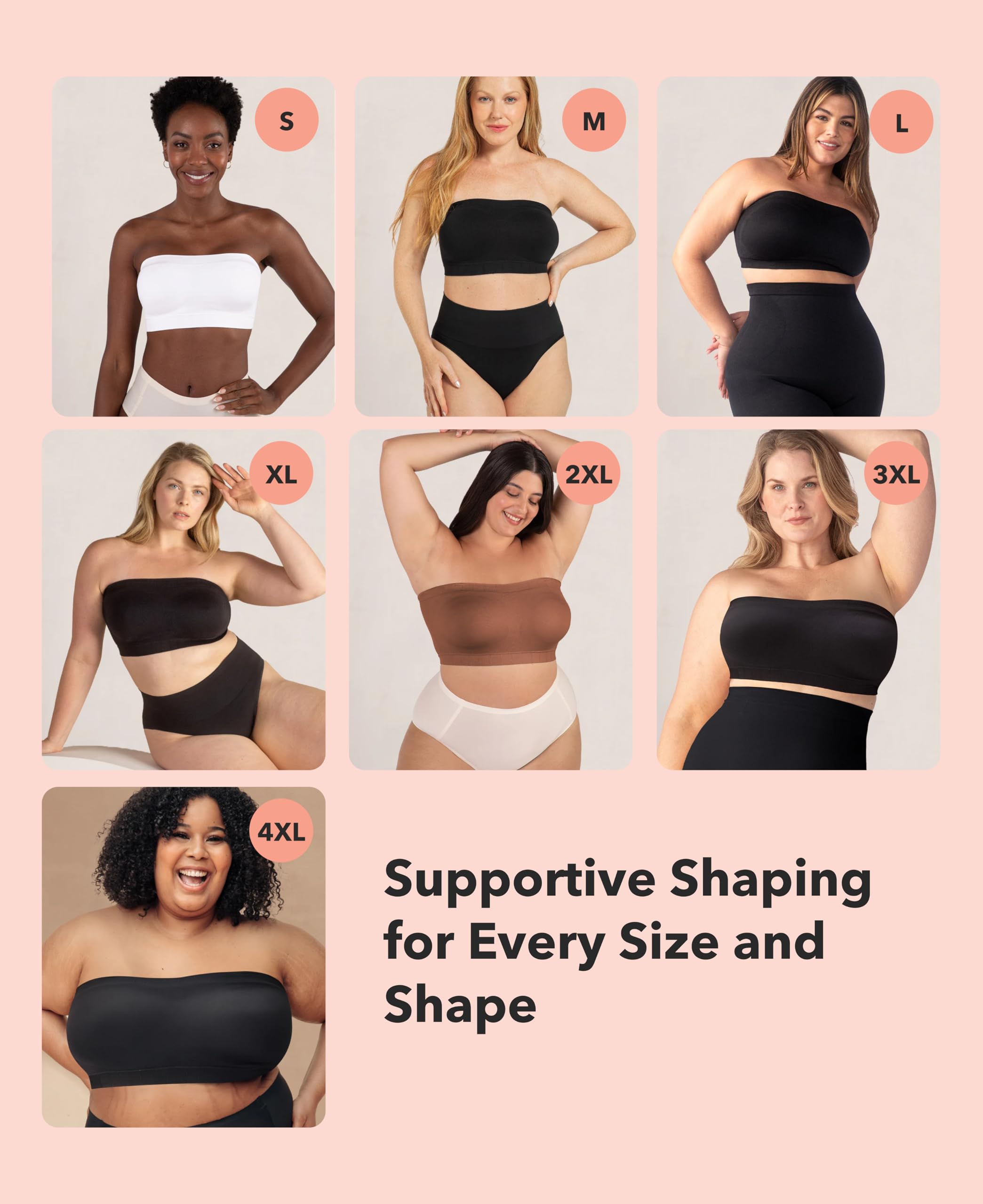 SHAPERMINT Convertible Strapless Bras for Women - Compression Wireless Bandeau Bra Top Beige 🍁 All In One Marketplace Canada