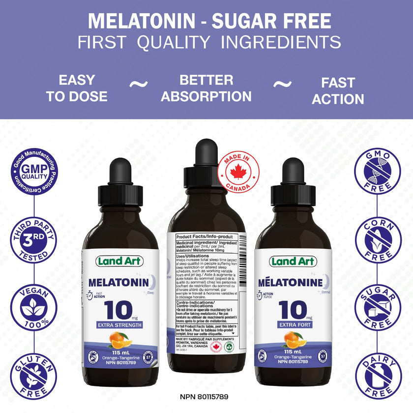 Melatonin, 10 mg, Sugar Free, Sleep Aid, Orange, 115 ml 🍁 All In One Marketplace Canada