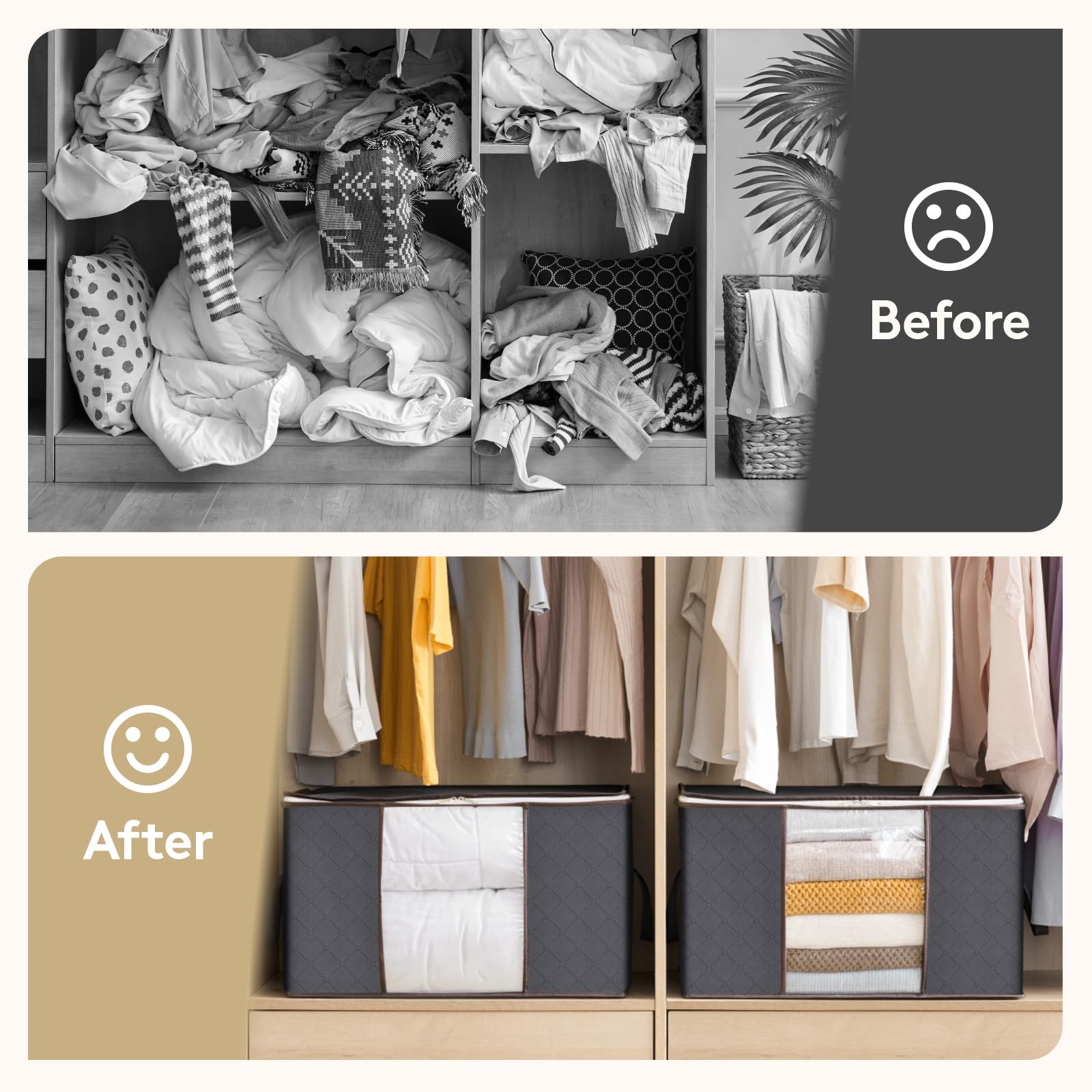 Lifewit 6 Pack Clothes Storage Bags, Foldable Fabric Closet Storage Containers and Organization, Underbed Lidded Storage Bins for Clothing, Blankets with Reinforced Handle, Sturdy Zipper, Clear Window 🍁 All In One Marketplace Canada