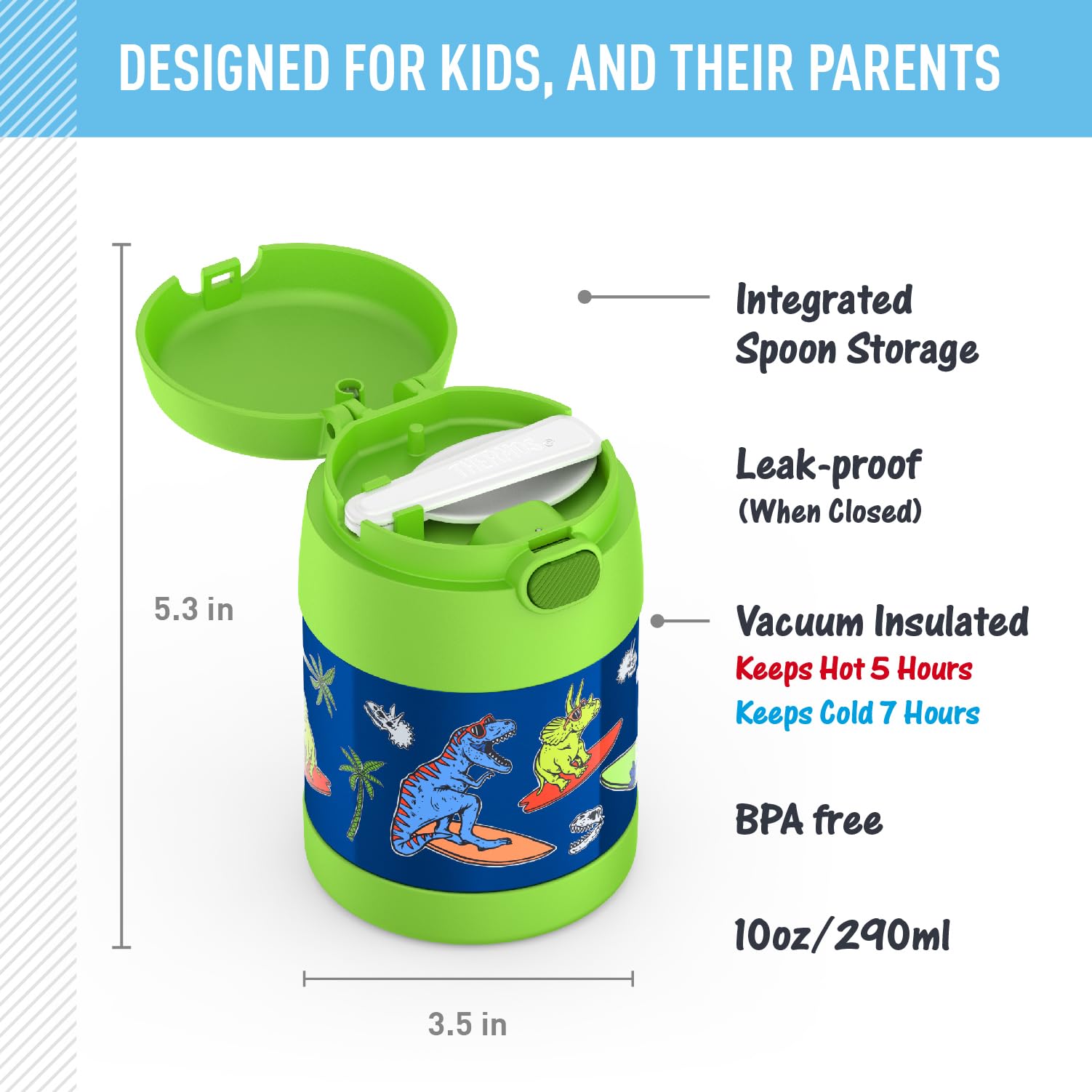 THERMOS FUNTAINER Kids Food Jar with Spoon, 10oz, Daring Dinos 🍁 All In One Marketplace Canada