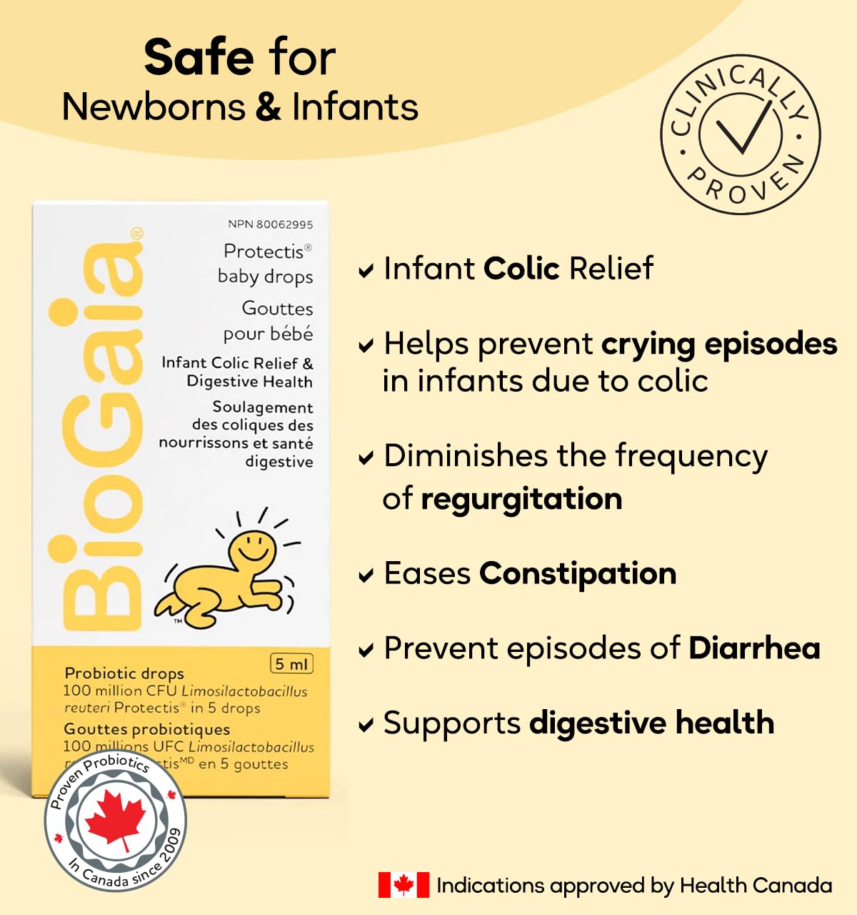 BioGaia Probiotic Baby Drops 5mL (125 Drops) for infant colic relief, newborns and babies 🍁 All In One Marketplace Canada