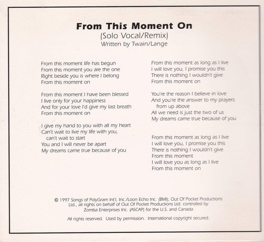 From This Moment on