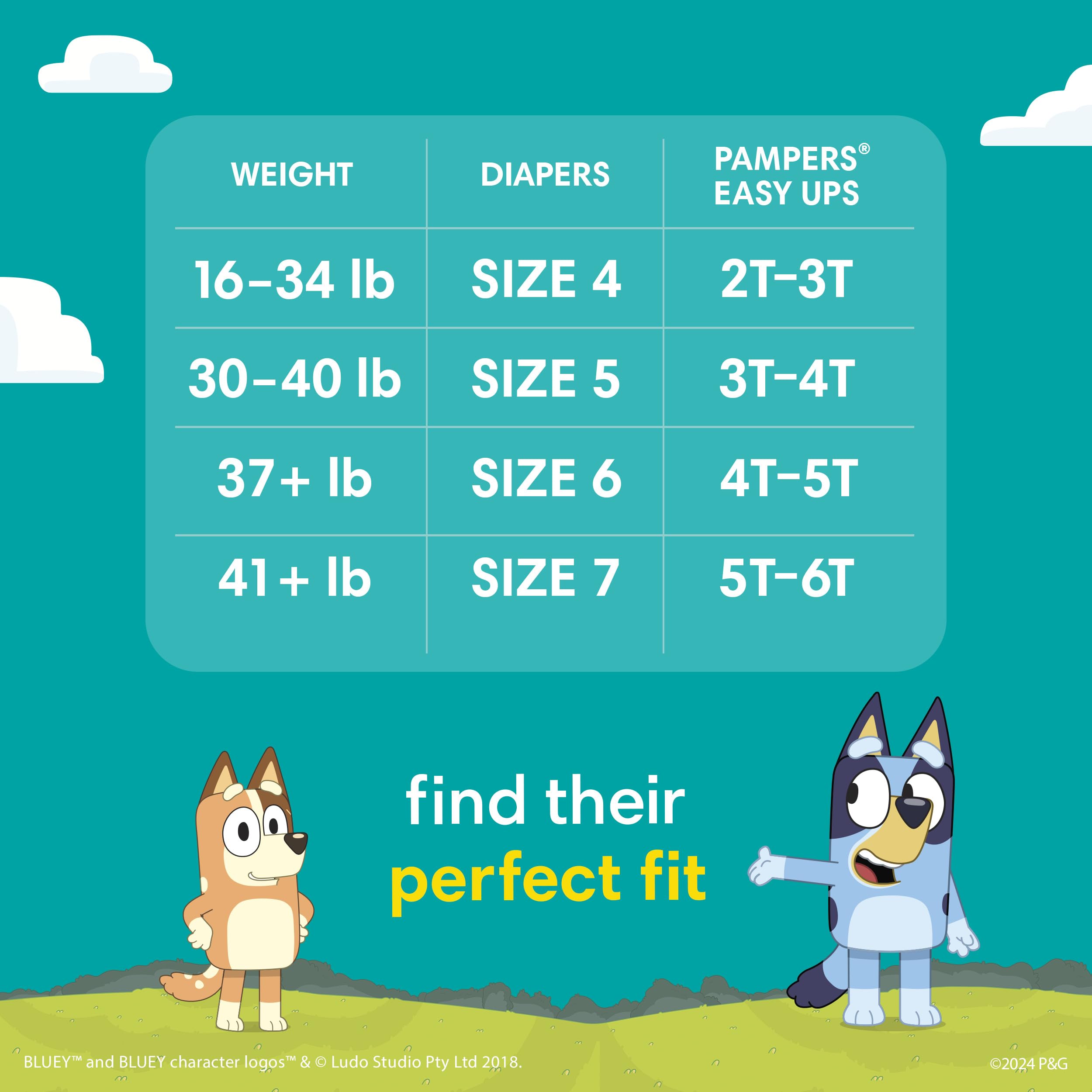 Pampers Easy Ups Girls & Boys Potty Training Pants, Size 7 (5T6T), Bluey Absorbent Training Underwear, Up to 100% Leakproof Day and Night, Hypoallergenic, 1 Pack (Count of 70) 🍁 All In One Marketplace Canada