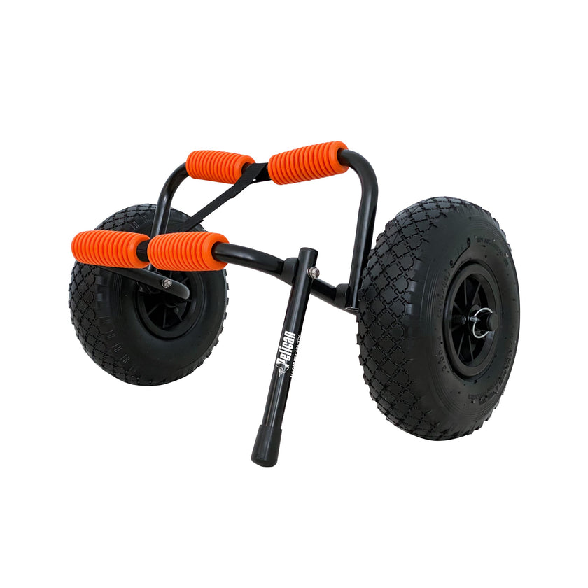 Pelican - Universal Canoe, Kayak & Stand Up Paddle SUP Cart Carrier - Fold Together Trolley with Wide Removable Inflatable Tires, Black, Medium 🍁 All In One Marketplace Canada