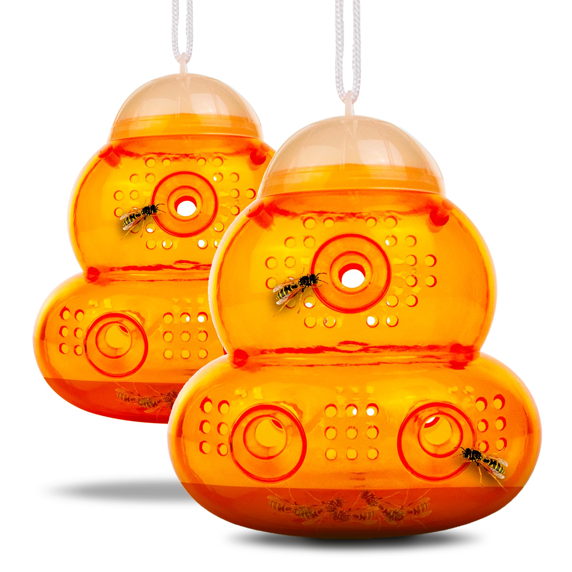 Aspectek Yellow Wasp Trap, 2 Pack, Outdoor Hanging Hornet, Yellow Jacket and Fly Catcher for Yard and Patio, Reusable, Easy Fill, Leak-Proof, Protect Garden, Patio, BBQ, Apple, Pear Trees, Berries 🍁 All In One Marketplace Canada