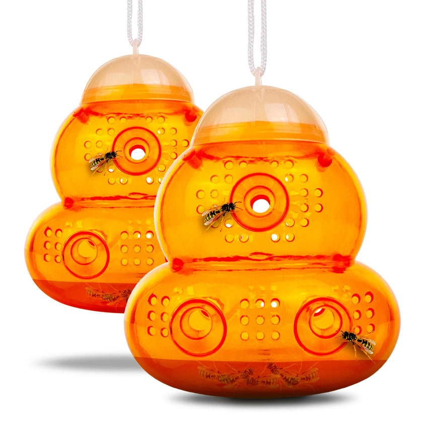 Aspectek Yellow Wasp Trap, 2 Pack, Outdoor Hanging Hornet, Yellow Jacket and Fly Catcher for Yard and Patio, Reusable, Easy Fill, Leak-Proof, Protect Garden, Patio, BBQ, Apple, Pear Trees, Berries 🍁 All In One Marketplace Canada