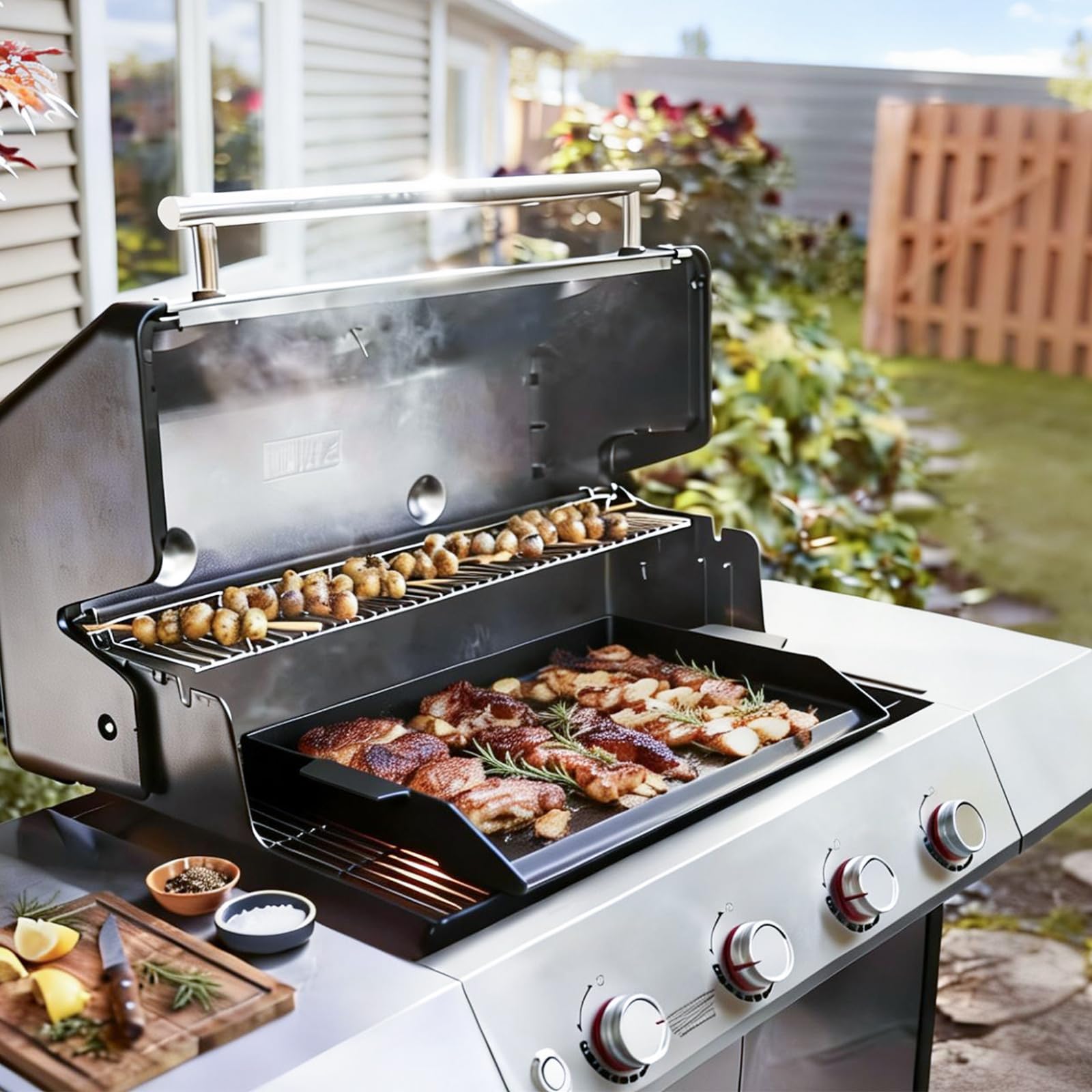 BBQ Future Universal Cast Iron Griddle for Gas Grill with Spatula Set, 23