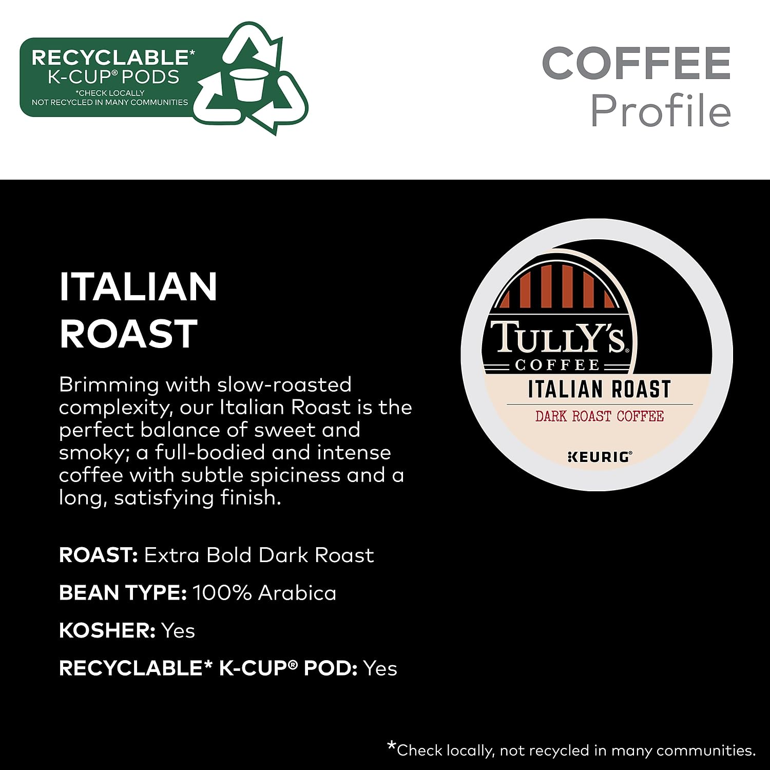 Tully's Certified Italian Roast Coffee K-Cup Pods for Keurig Coffee Makers, Box of 24 🍁 All In One Marketplace Canada