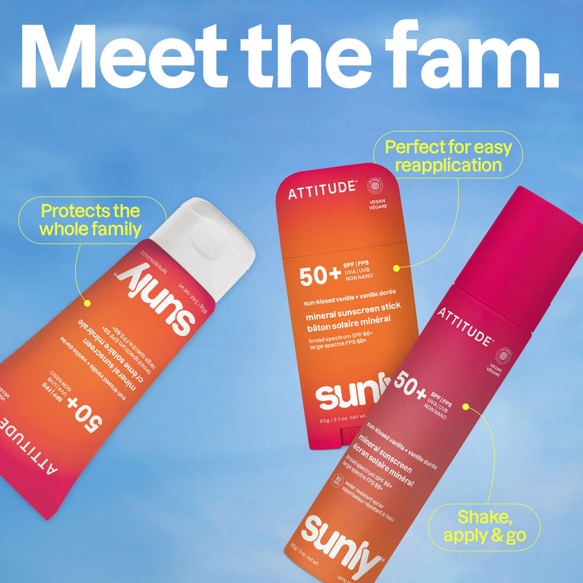 ATTITUDE Mineral Sunscreen Lightweight Lotion SPF 50, Broad Spectrum Zinc Oxide, EWG Verified, Non-Nano, Water-Resistant 80 Minutes, Non-Greasy for Face & Body, Vegan, Sun-Kissed Vanilla Scent, 80 grams 🍁 All In One Marketplace Canada