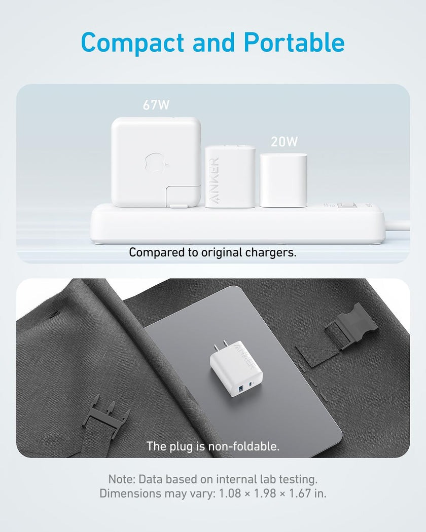 Anker iPhone 17/16 Charger, 2-Pack 20W Fast USB C Charger Block, for iPhone 17/16/16 Pro Max/15 Series/iPad Pro and More (2 Pack & 2 Cable)(White) 🍁 All In One Marketplace Canada