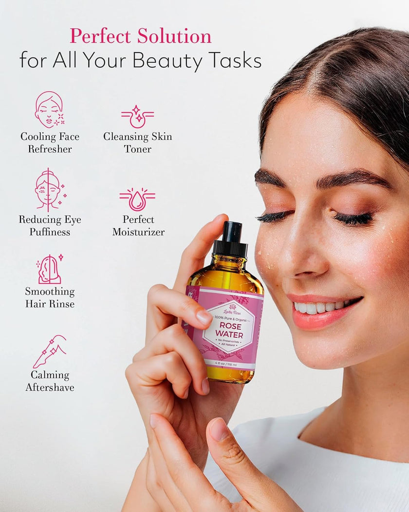 Rose Water Spray for Face by Leven Rose - Pure Natural Moroccan Rosewater Hydrosol Face Spray - Organic Rose Water Hydrosol 4 oz 🍁 All In One Marketplace Canada