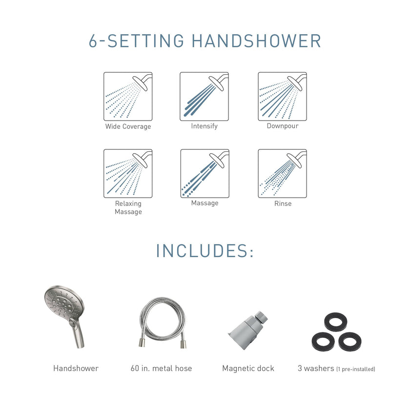 Moen 26112SRN Engage Magnetix Six-Function 5.5-Inch Handheld Showerhead with Magnetic Docking System, Spot Resist Brushed Nickel 🍁 All In One Marketplace Canada