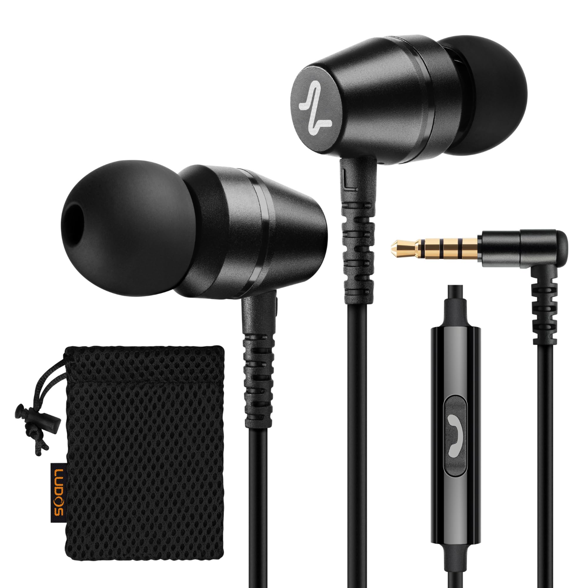 LUDOS OMNITONE Wired Earbuds in-Ear Headphones, Earphones with Microphone, 5 Years Warranty, Noise Isolation Corded for 3.5mm Jack Ear Buds for iPhone, iPad, Samsung, Computer, Laptop, Gaming, Sports 🍁 All In One Marketplace Canada