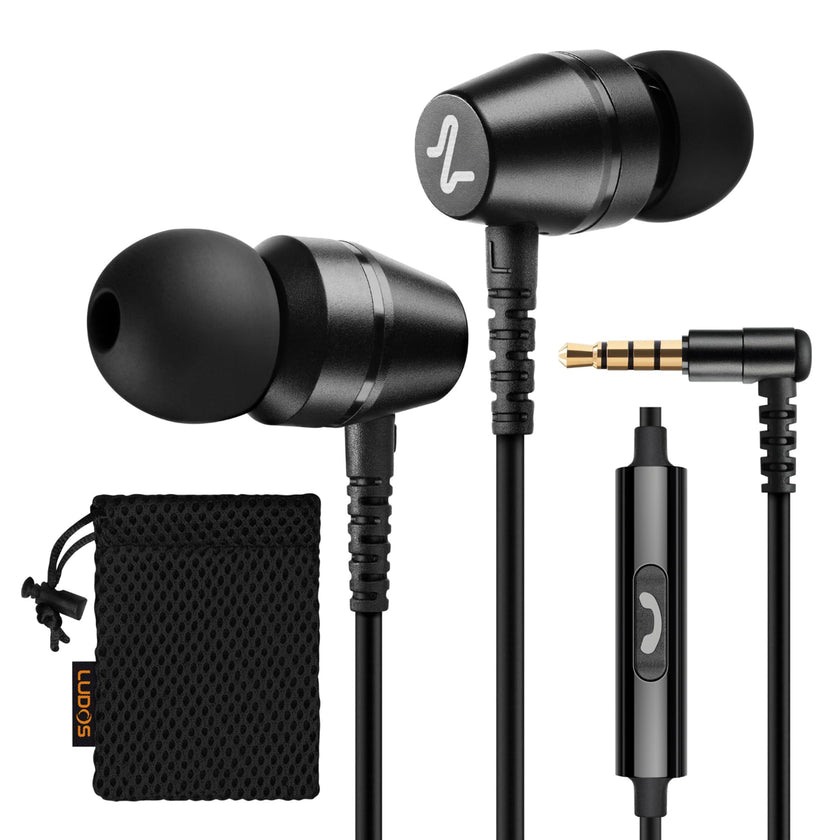 LUDOS OMNITONE Wired Earbuds in-Ear Headphones, Earphones with Microphone, 5 Years Warranty, Noise Isolation Corded for 3.5mm Jack Ear Buds for iPhone, iPad, Samsung, Computer, Laptop, Gaming, Sports 🍁 All In One Marketplace Canada
