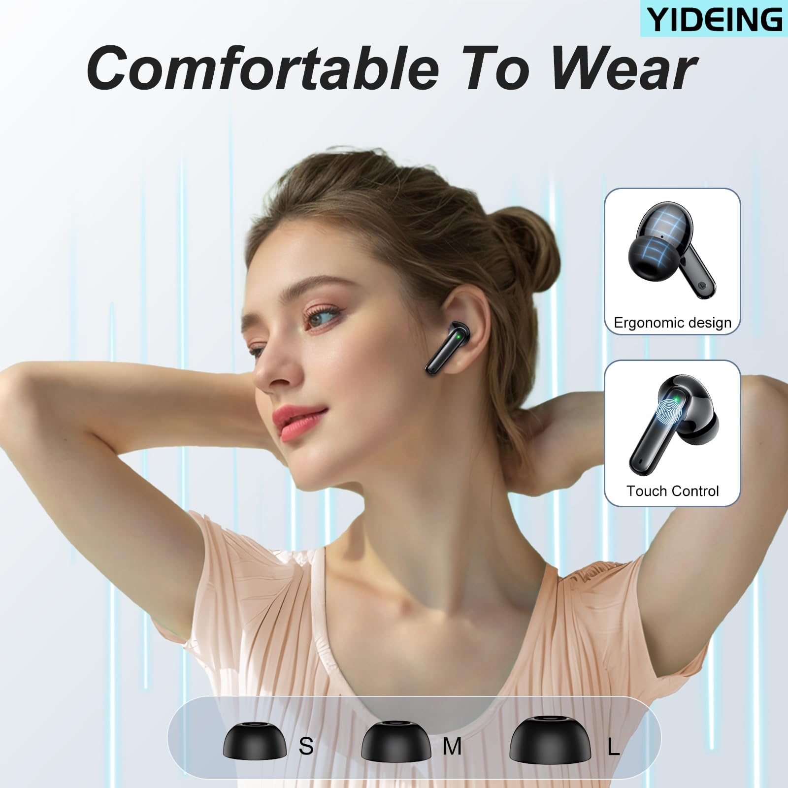 Wireless Earbuds, Bluetooth 5.3 Headphones with HiFi Stereo Sound,40H Playtime with LED Power Display Charging Case, IPx7 Waterproof in-Ear Earphone with Mic for Phone Computer Laptop,Black 🍁 All In One Marketplace Canada