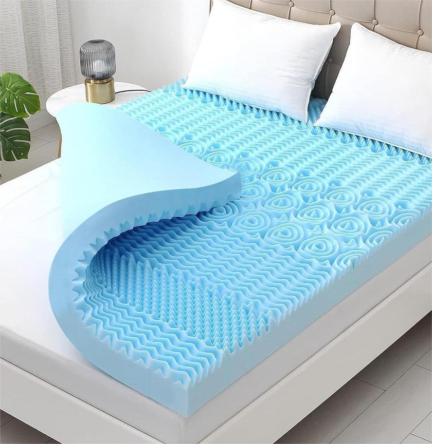 YUGYVOB Mattress Topper Queen, Foam Queen Mattress Topper, Cooling Gel Infused Bed Topper, 7 Zone Egg Crate Foam, CertiPUR-US Certified, 2 Inch 🍁 All In One Marketplace Canada