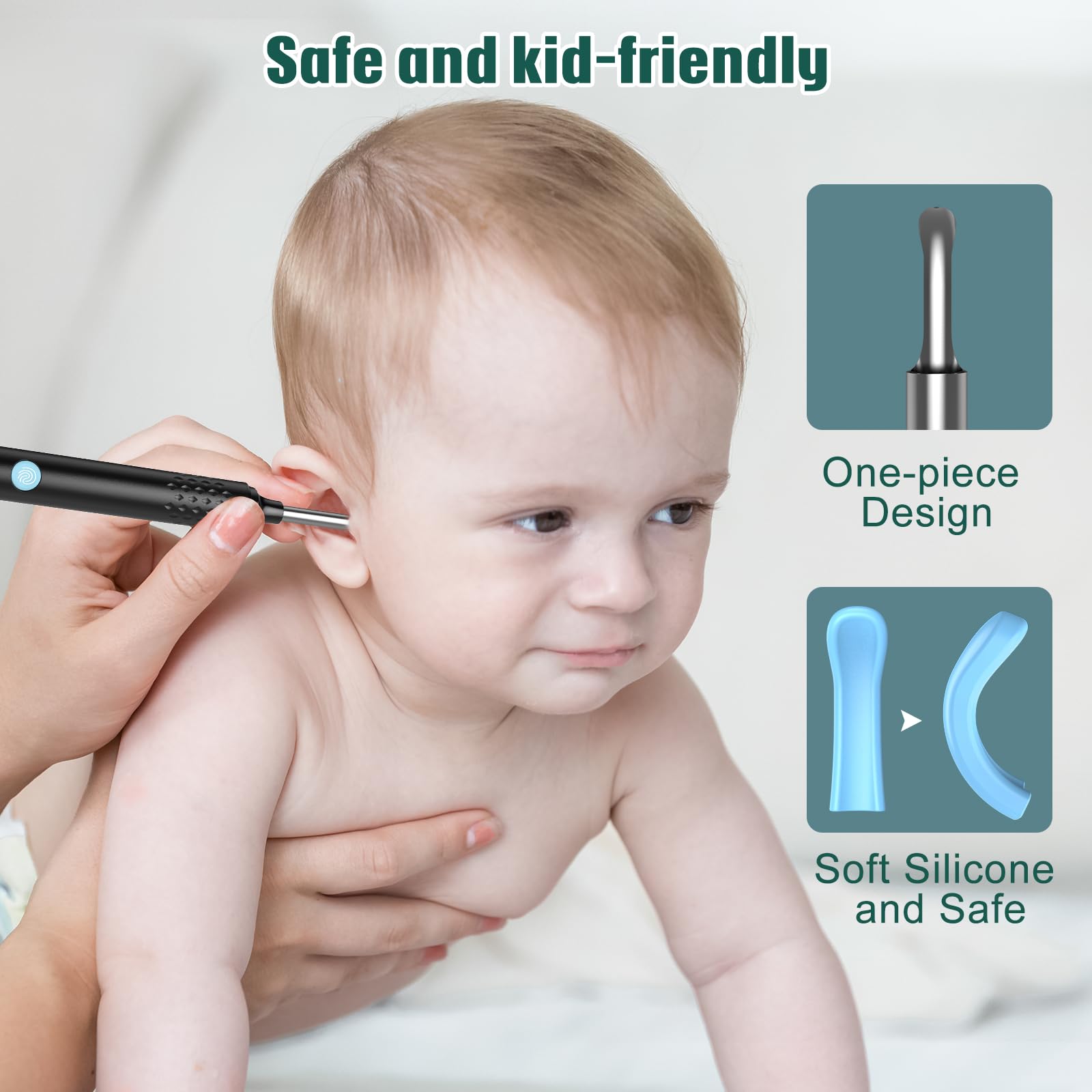 LMECHN Ear Wax Removal, Ear Cleaner with 7 Pcs Ear Set, Ear Wax Removal Tool Camera with 1080P Ear Otoscope & 6 LED Lights, Wireless Ear Pick for Ear Cleaning with 6 Ear Spoons Black 🍁 All In One Marketplace Canada