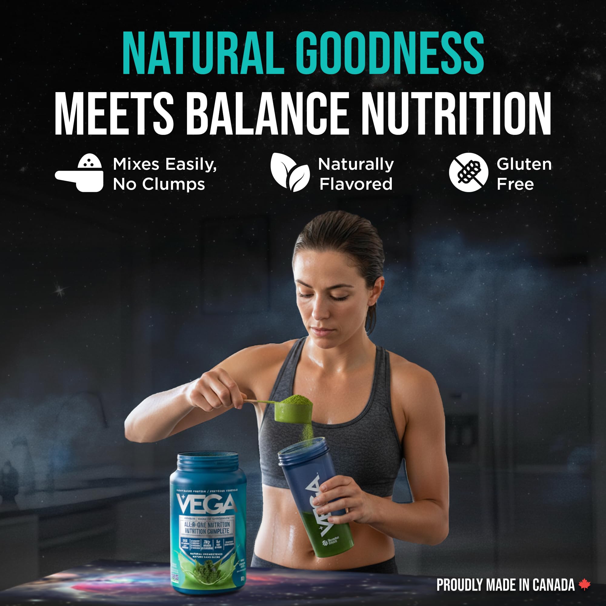 Vega Premium All-in-One Nutrition Protein Powder – 20g Plant-Based Vegan Protein, Vitamins & Probiotics, Natural Unsweetened, 860g (22 Servings) 🍁 All In One Marketplace Canada