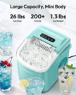 EUHOMY Countertop Ice Maker Machine with Handle, 26lbs Per Day, 9 Ice Cubes Ready in 6 Mins, Auto-Cleaning Portable Ice Maker with Basket and Scoop, for Home/Kitchen/Camping/RV (Green) 🍁 All In One Marketplace Canada