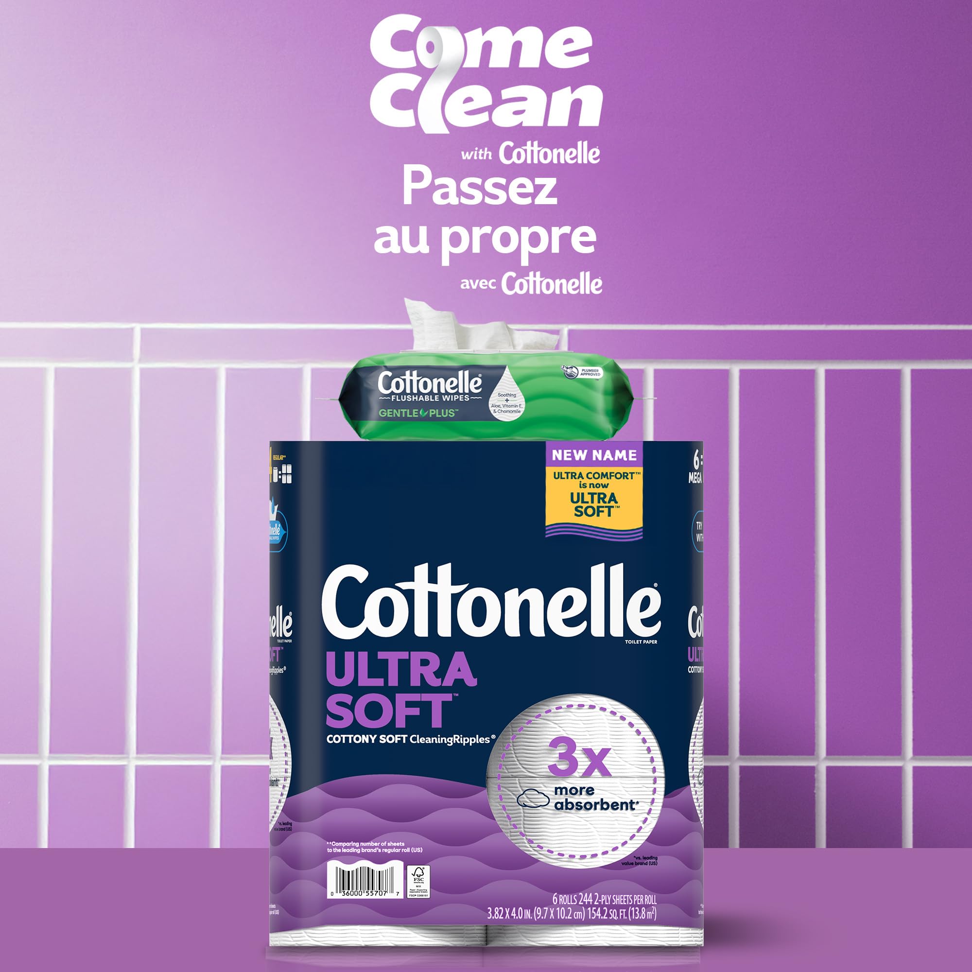 Cottonelle Toilet Paper, 24 Family Mega Rolls = 108 Regular Rolls (4 Packs of 6), Ultra Soft (Formerly Ultra Comfort), Soft Bathroom Tissue, 296 Sheets per Roll, Packaging May Vary 🍁 All In One Marketplace Canada