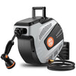 SUNPOW Retractable Garden Hose Reel - 1/2 inch x 50ft Wall Mounted Hose Reel with 3/4 inch Brass Fitting & 10 Function Sprayer Nozzle - Any Length Lock, Auto Rewind System, 180°Swivel Bracket - Grey 🍁 All In One Marketplace Canada