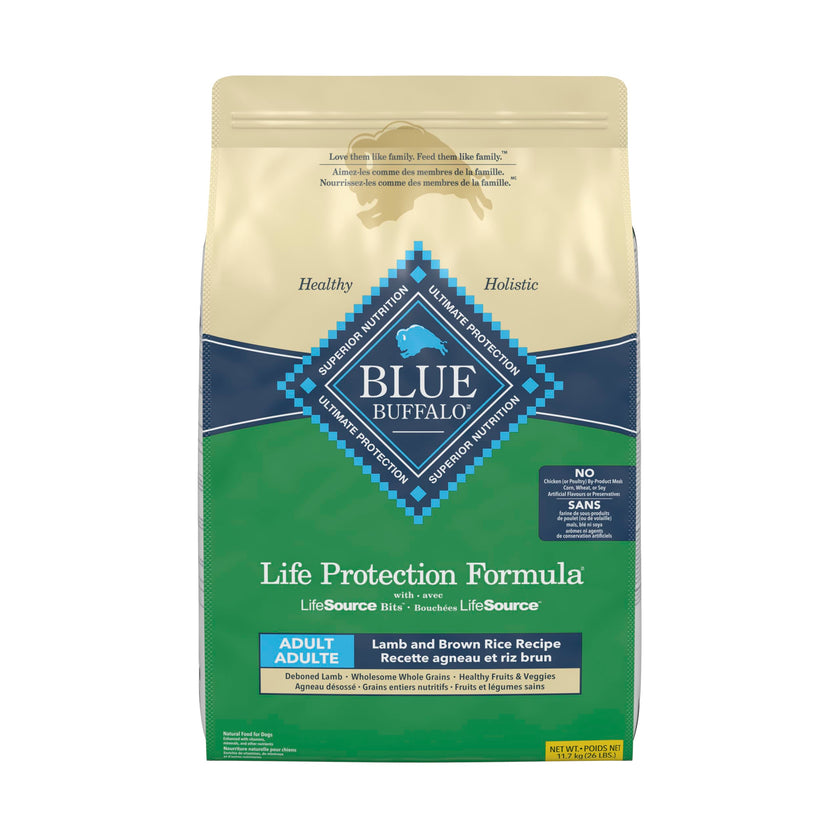 Blue Buffalo Life Protection Formula Lamb & Brown Rice Adult Dry Dog Food, Supports Immunity with Antioxidant-Rich LifeSource Bits, Promotes Healthy Muscle Development, 11.7kg/26 lbs 🍁 All In One Marketplace Canada
