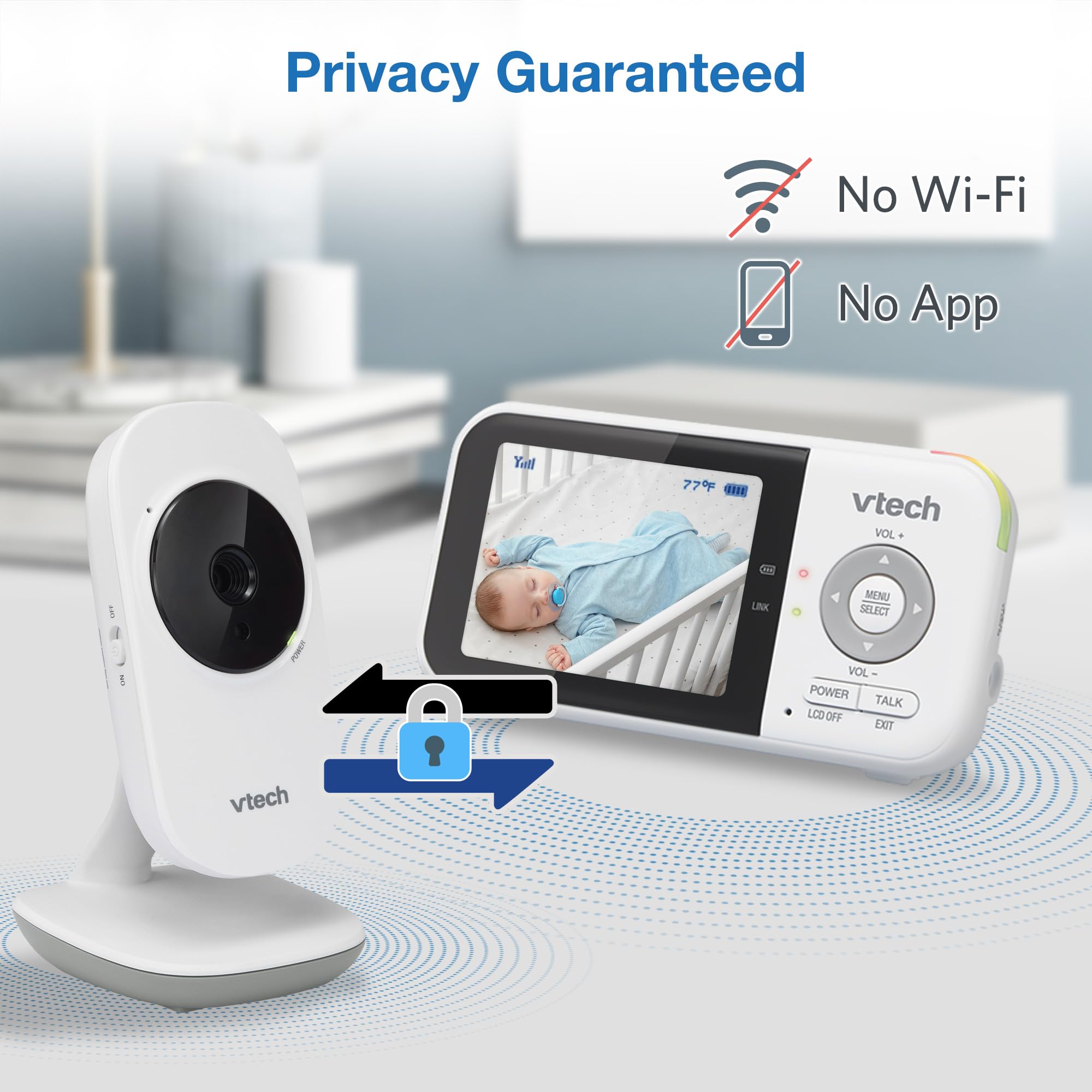 VTech VM819 Baby Monitor, 2.8” Screen, Night Vision, 2-Way Audio, Temperature Sensor and Lullabies, Secure Transmission No WiFi 🍁 All In One Marketplace Canada