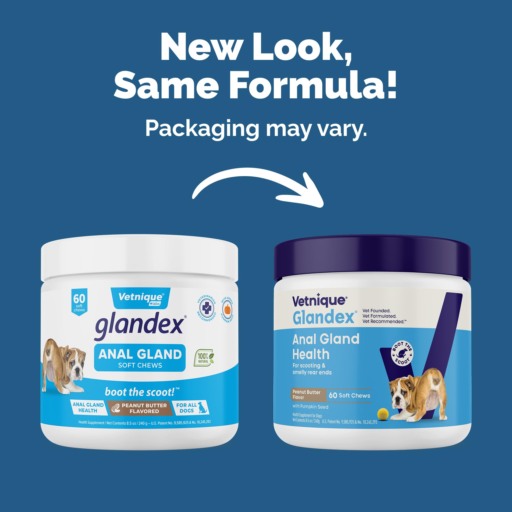 Vetnique Glandex Anal Gland Soft Chews for Dogs, Anal Gland Support, Boot The Scoot Fibre Supplement with Pumpkin, Unique Fiber Blend Probiotics & Digestive Enzymes (Peanut Butter, 60ct Chews) 🍁 All In One Marketplace Canada
