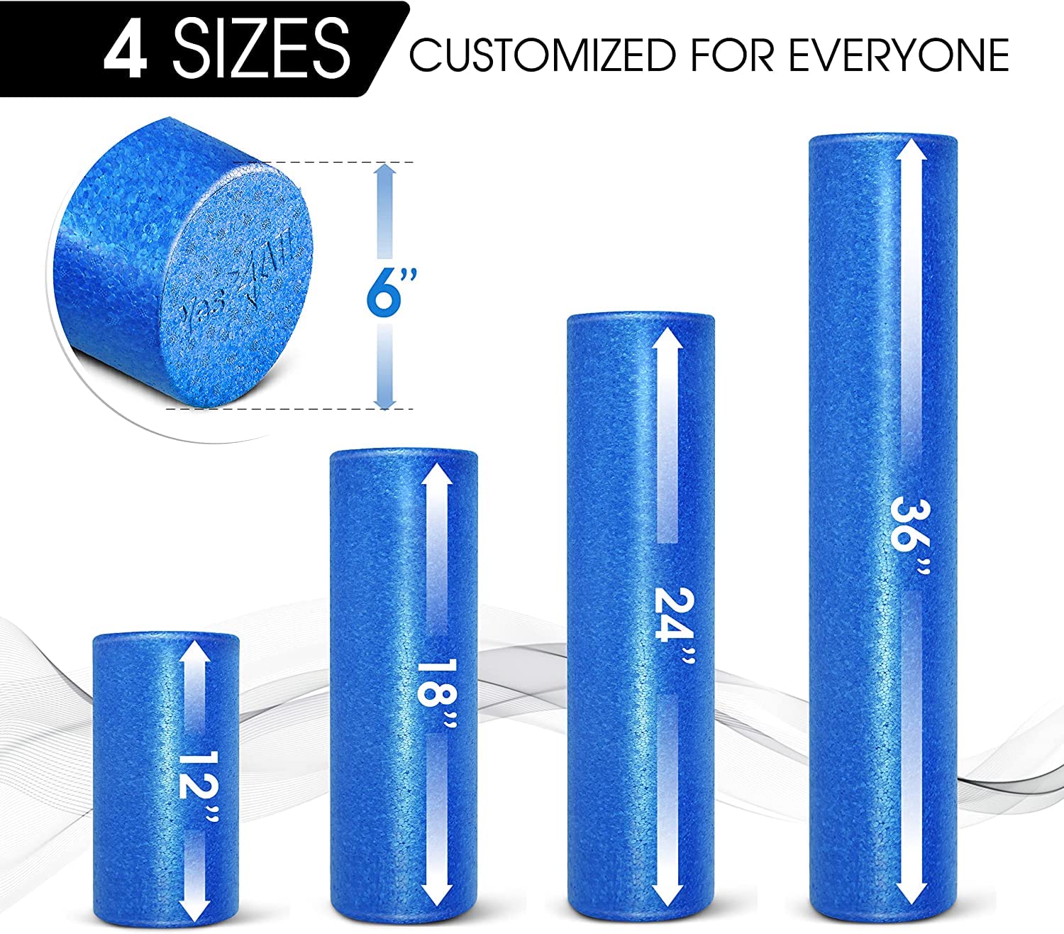Yes4All High-Density EPP Round Back Roller Foam, Foam Roller for Yoga, Pilates & Stretching - 12, 18, 24, 36 inch 🍁 All In One Marketplace Canada