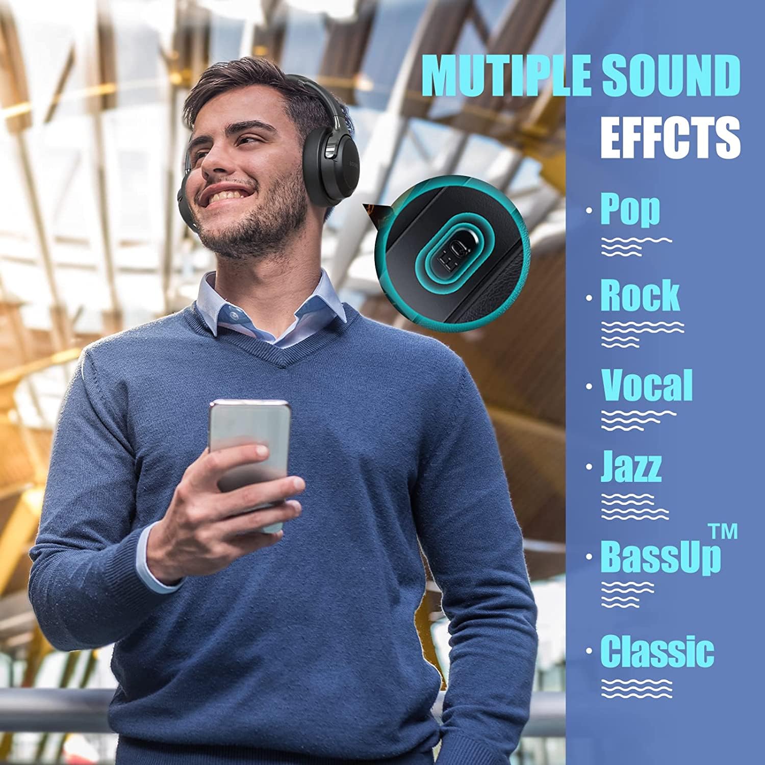 BERIBES Bluetooth Headphones Over Ear,65H Playtime and 6 EQ Modes Wireless Headphones with Microphone,Immersive Bass,HiFi Stereo,Foldable Lightweight Headset with Built-in HD Mic for Cellphone/PC/Ect. 🍁 All In One Marketplace Canada
