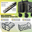 100KG Collapsible Foldable Wagon Carts - Heavy Duty Portable Folding Utility Wagons with All-Terrain Wheels for Grocery Sports Shopping Camping Garden Beach, 2 Drink Holders/Lightweight/Black 🍁 All In One Marketplace Canada