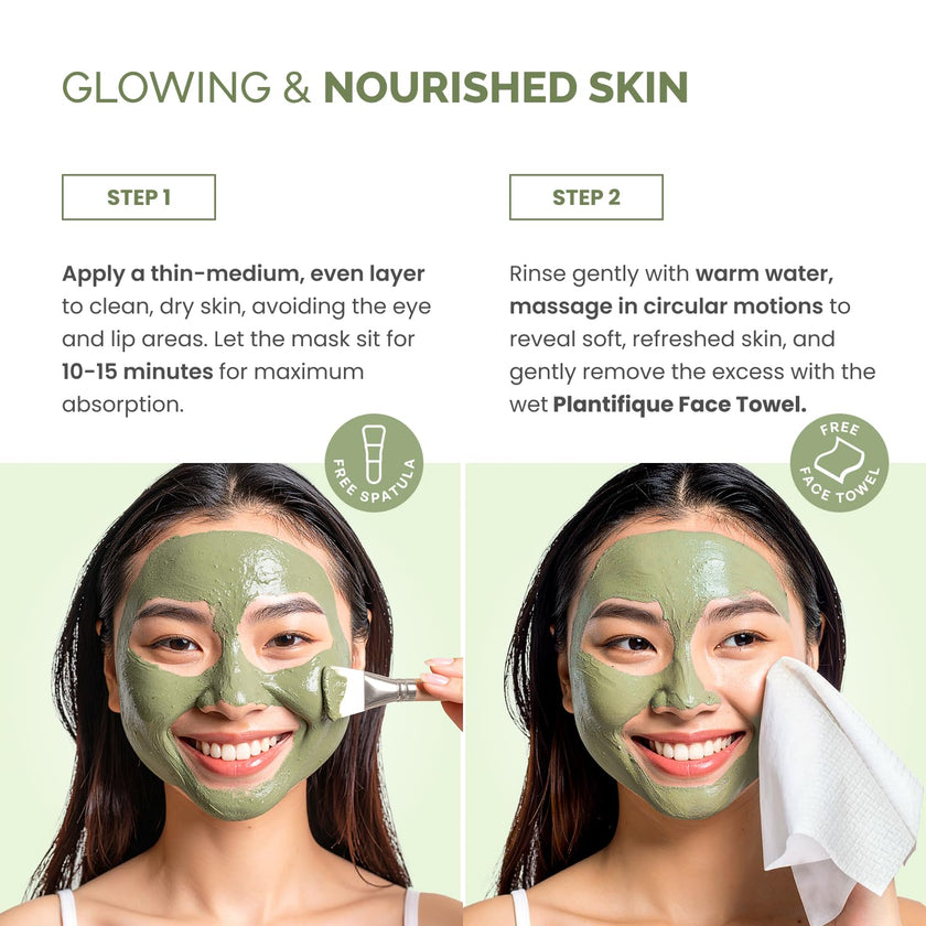 PLANTIFIQUE Clay Mask with Avocado & Superfoods - Korean Face Masks Skincare Products - Dermatologically Tested - Masque Visage Beauté - Gift Idea, 110g / 3.88 fl oz 🍁 All In One Marketplace Canada