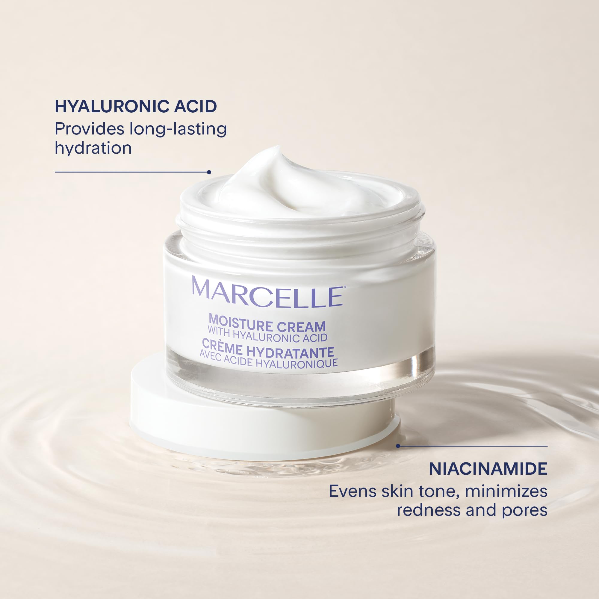 Marcelle Moisture Cream with Hyaluronic Acid, Vegan, Cruelty-Free, Clean Formula, Non-Comedogenic, Fragrance-Free, Paraben-Free, Mineral Oil-Free, Hypoallergenic, 50 mL 🍁 All In One Marketplace Canada