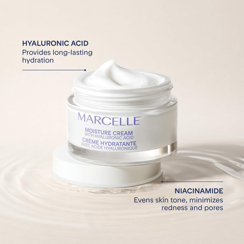 Marcelle Moisture Cream with Hyaluronic Acid, Vegan, Cruelty-Free, Clean Formula, Non-Comedogenic, Fragrance-Free, Paraben-Free, Mineral Oil-Free, Hypoallergenic, 50 mL 🍁 All In One Marketplace Canada