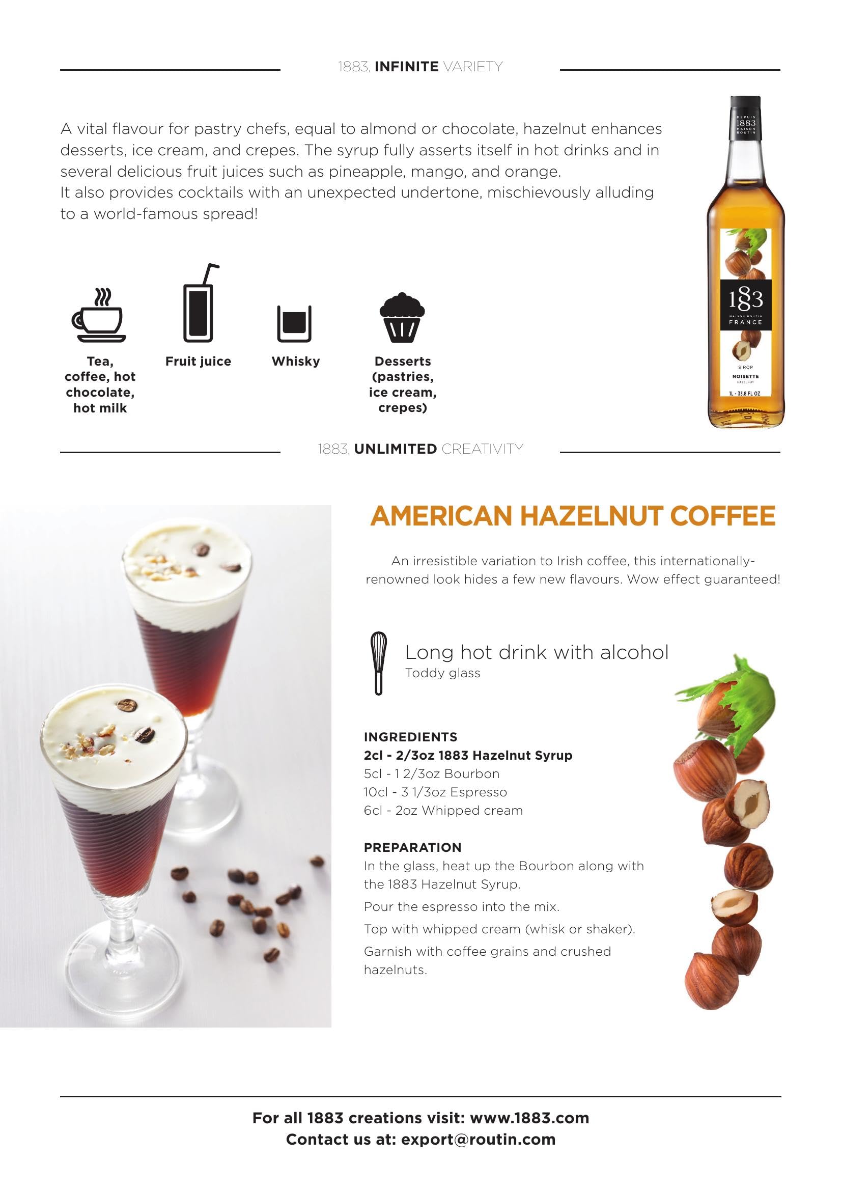 Maison Routin 1883 Roasted Hazelnut Syrup, Pet Bottle 1000 Milliliter 🍁 All In One Marketplace Canada