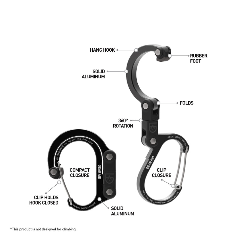 Gear AID HEROCLIP Carabiner Clip and Hook (Small) for Purse, Stroller, and Backpack, Black and Blue, 1 Pack 🍁 All In One Marketplace Canada