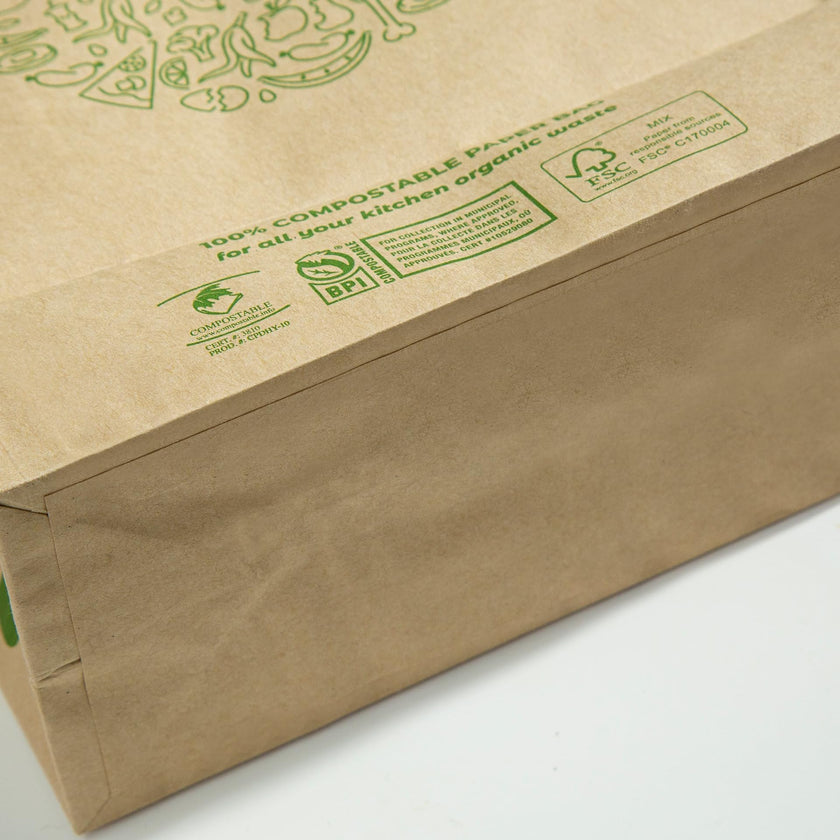 Hytrend-Kitchen Food Waste Bag -35 Bags-%100 Compostable paper Bag - Leak Resistant Liner - Plastic Free - Small-Certified by BNQ and BPI 🍁 All In One Marketplace Canada