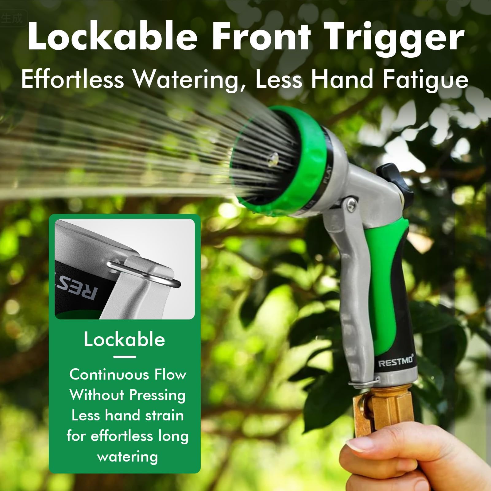 RESTMO Garden Hose Nozzle, Heavy Duty Metal Water Hose Nozzle with 7 Adjustable Spray Patterns, High Pressure Hand Sprayer with Flow Control, Best for Watering Plants & Lawns, Washing Cars & Pets 🍁 All In One Marketplace Canada