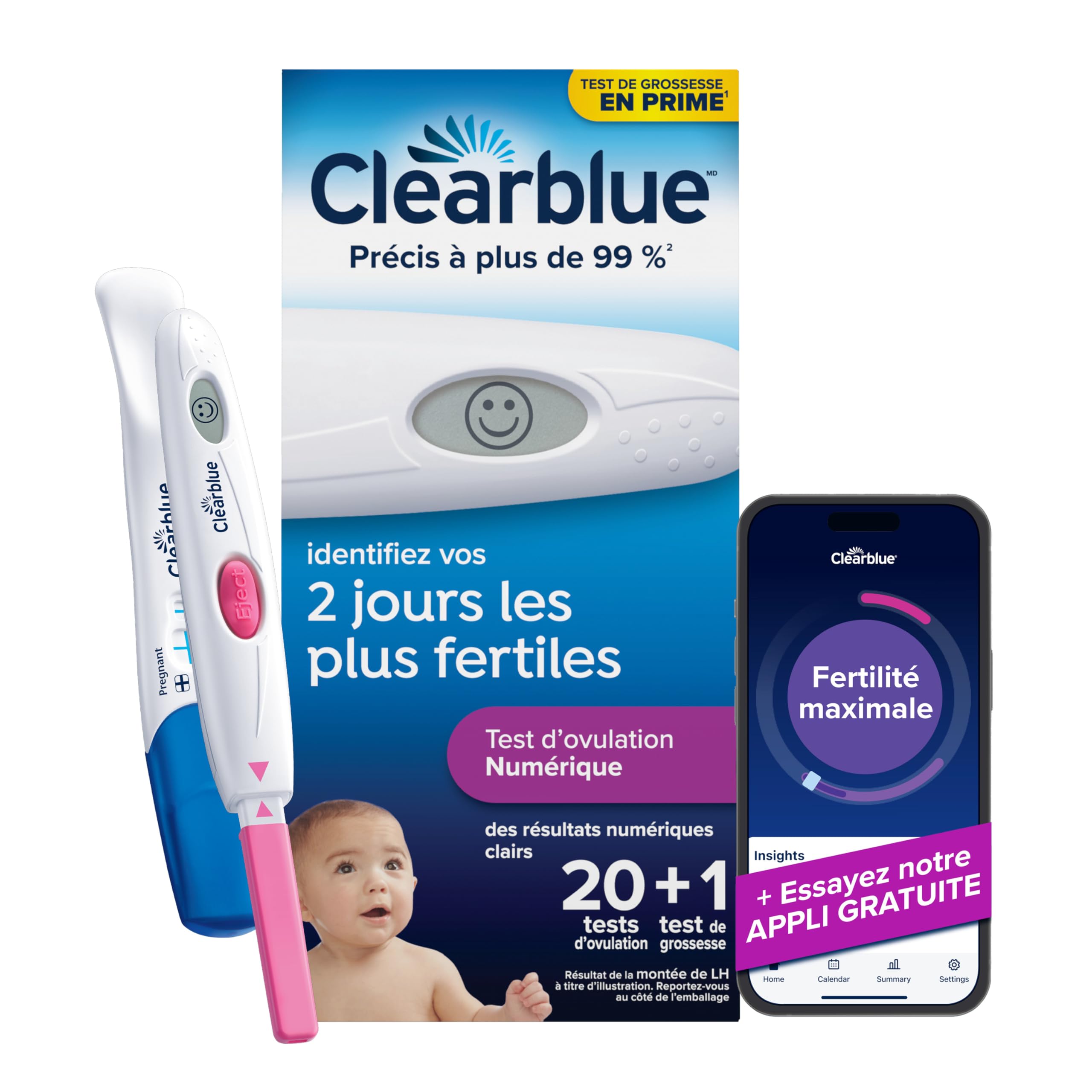 Clearblue Digital Ovulation Test Predictor Kit, Plus Bonus Rapid Detection Pregnancy Test, 20 Ovulation Tests & 1 Pregnancy Test 🍁 All In One Marketplace Canada
