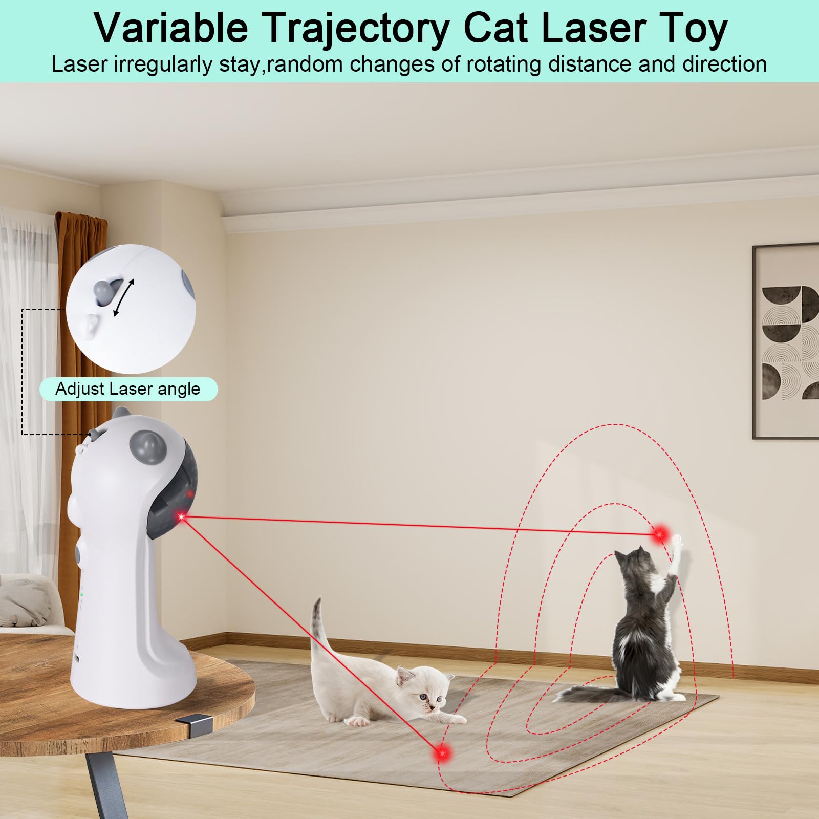 TBTeek Cat Toy, Automatic Motion-Activated, 5 Fun Patterns, 4 Speed Modes, Adjustable Light Angles, Random Rotating Trajectory, Rechargeable 🍁 All In One Marketplace Canada
