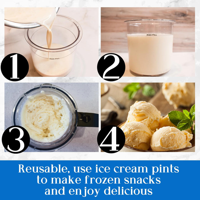 Containers Replacement for Ninja Creami Pints and Lids & Scoop - 4 Pack | Compatible with NC300/NC301/NC299AMZ Series | BPA-Free, Dishwasher-Safe, Leak-Proof Pints for Homemade Ice Cream 🍁 All In One Marketplace Canada