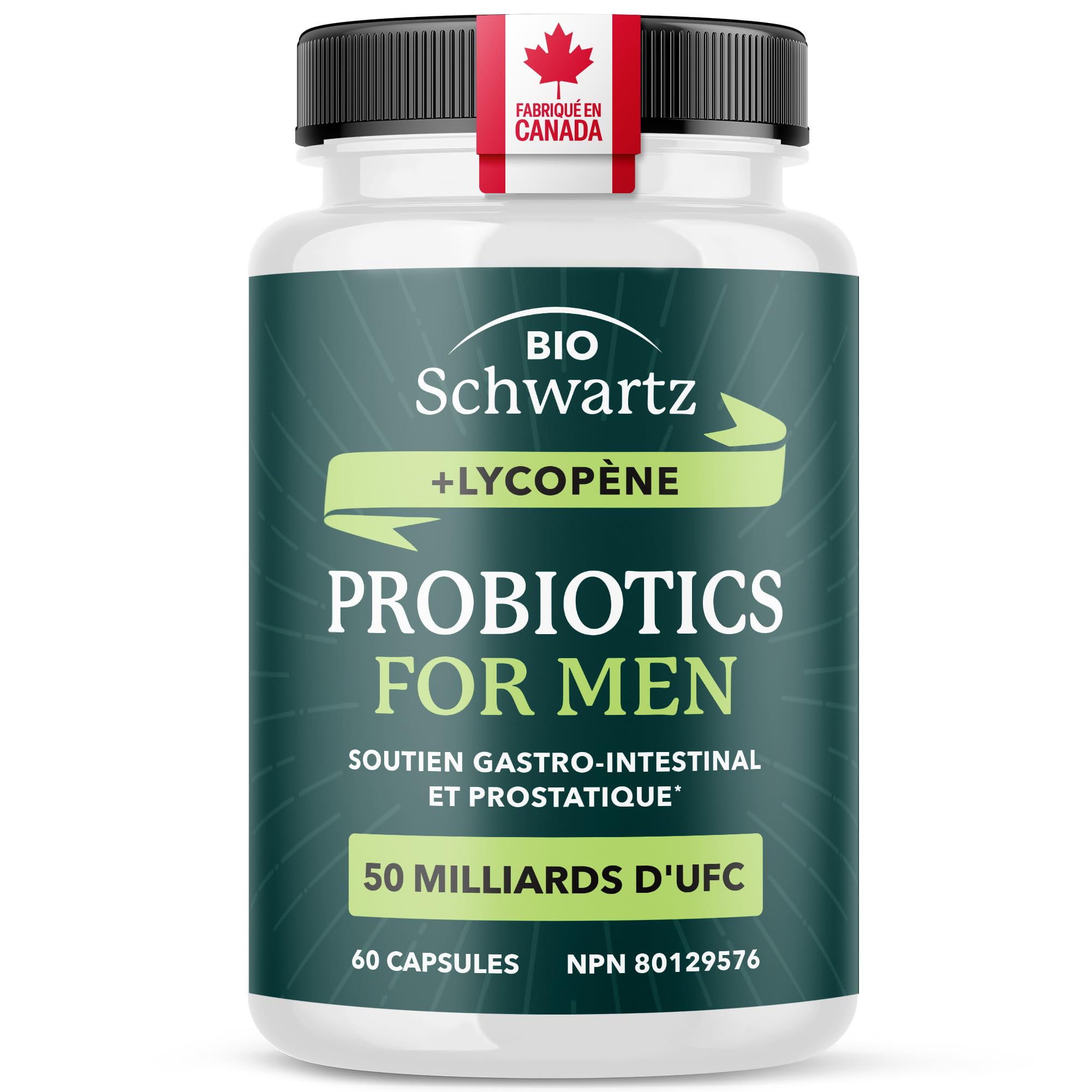 Probiotics for Men | Gut Health & Prostate Support | 50 Billion CFU with 15 Probiotic Strains | With Lycopene for Prostate Support | Men’s Gut Health Supplements | Non-GMO | Made in Canada | 60 Ct 🍁 All In One Marketplace Canada
