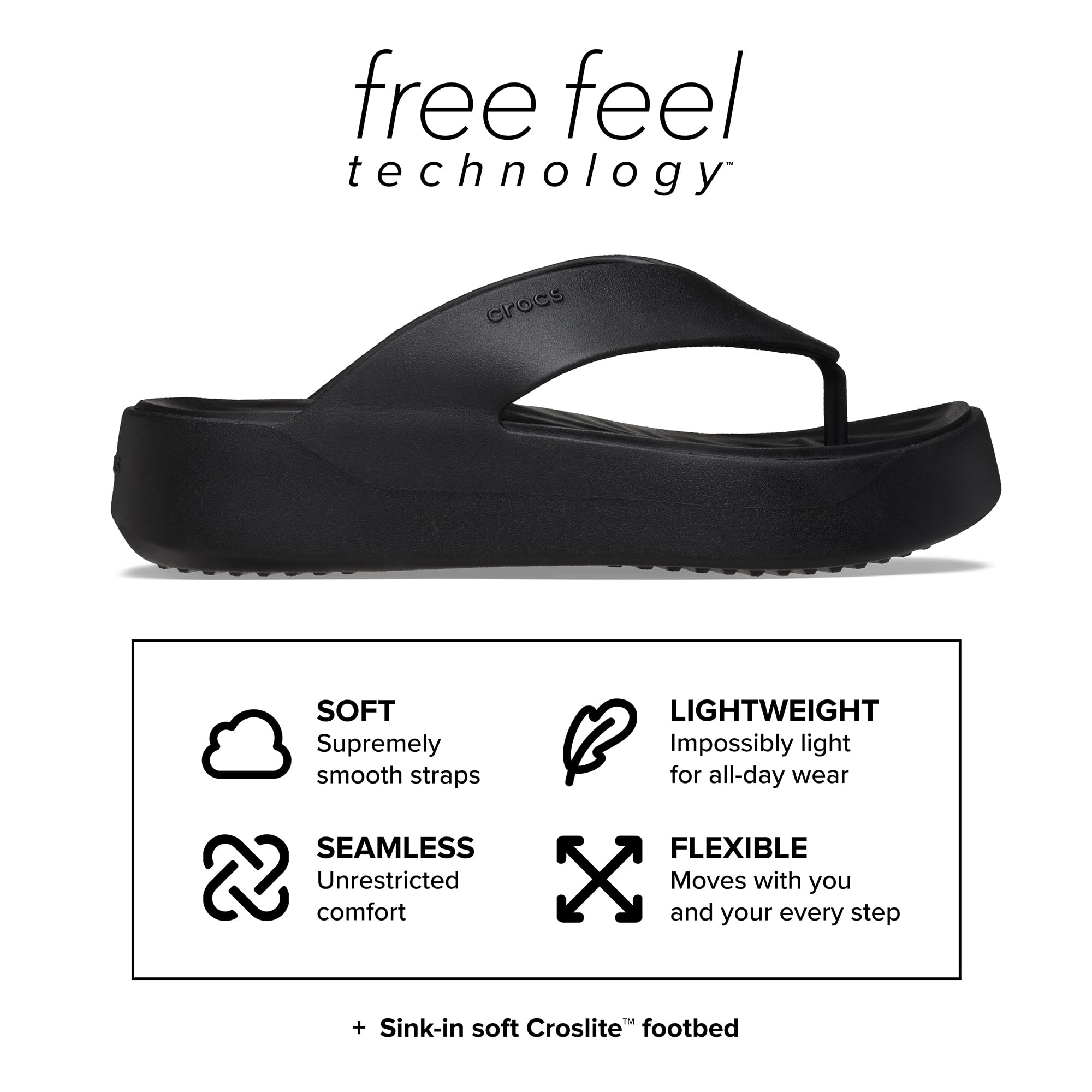 Crocs Women's Getaway Platform Flip Flops, Wedge Sandals for Women, Black, 7 🍁 All In One Marketplace Canada