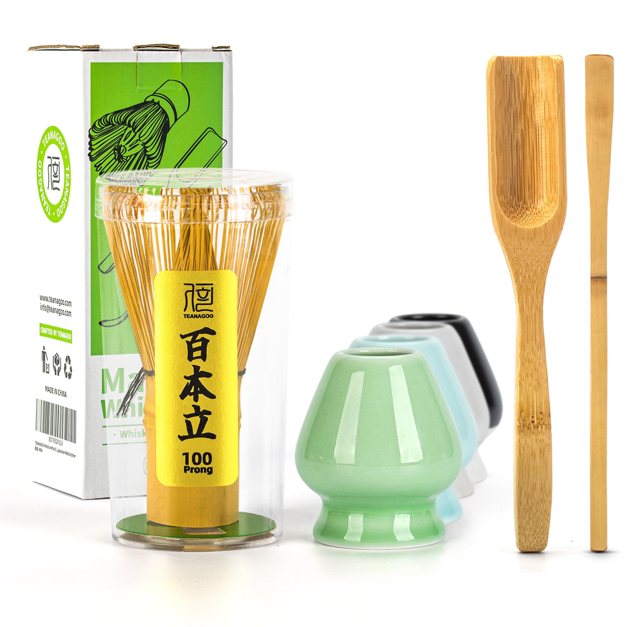 TEANAGOO MA-01 Japanese Matcha Ceremony Accessory, Matcha Whisk (Chasen), Traditional Scoop (Chashaku), Tea Spoon, Whisk Holder, The Perfect Set to Prepare a Traditional Cup of Matcha. 🍁 All In One Marketplace Canada