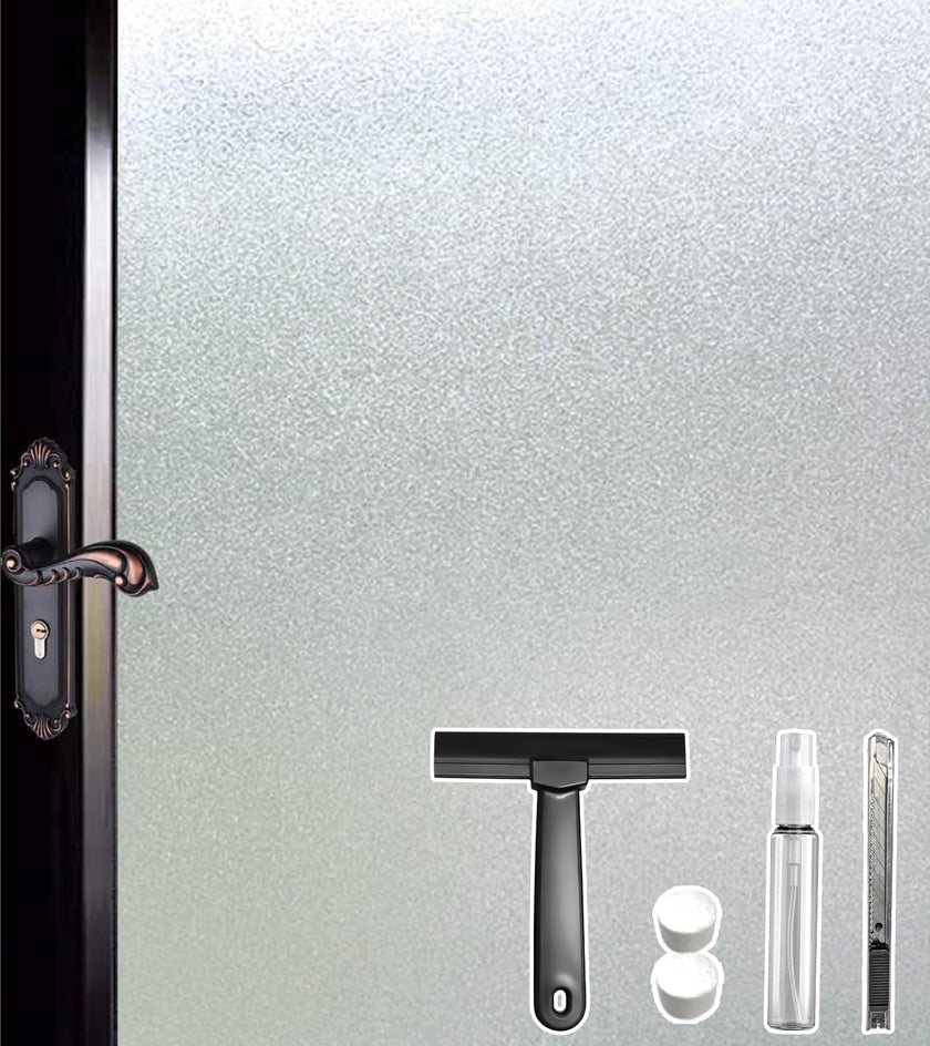 DUOFIRE Privacy Window Film Frosted Glass Film Static Cling Glass Film No Glue Anti-UV Window Sticker Non Adhesive for Privacy Office Meeting Room Bathroom Living Room, Pure Frosted 44.3 x 200cm 🍁 All In One Marketplace Canada