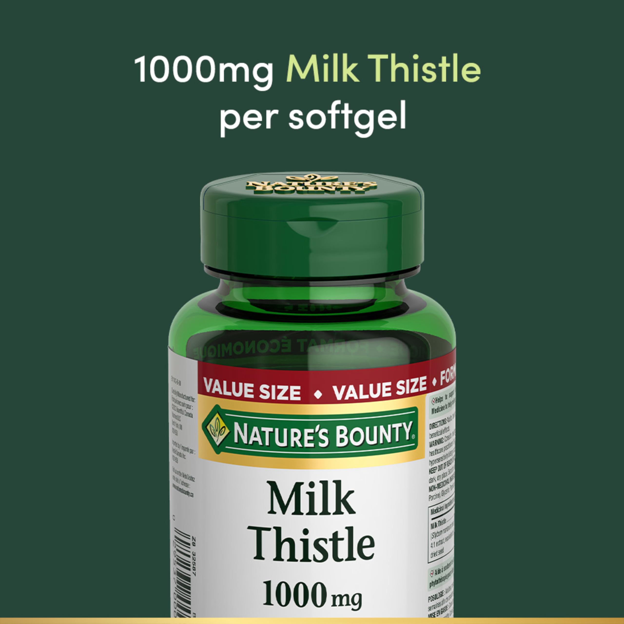 NATURE'S BOUNTY Milk Thistle, 1000 mg, Helps Support Liver Function, 200 Softgels, 229 g 🍁 All In One Marketplace Canada